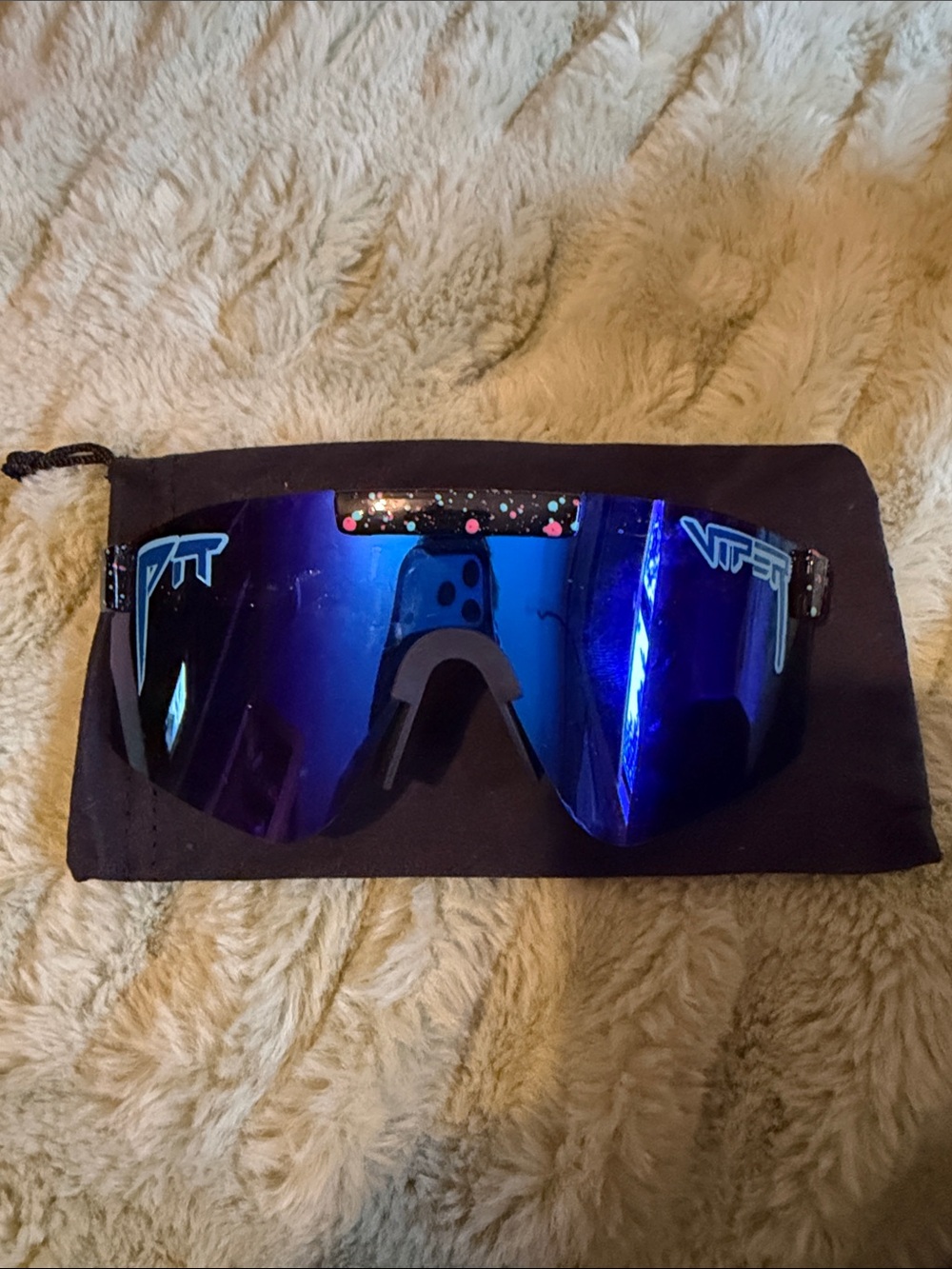 Pit Viper Blue Mirrored Sport Shield Sunglasses